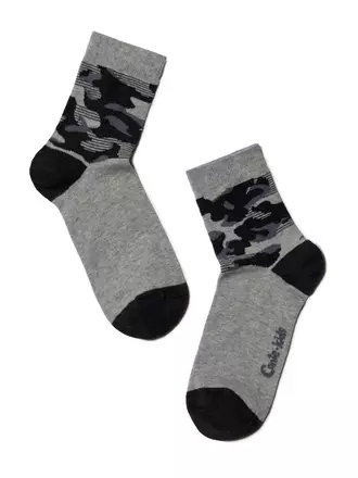 Хлопковые носки tip-top c рисунком "камуфляж" 410 серый, , 24, CONTE-KIDS, - 1