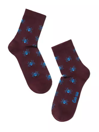 Хлопковые носки tip-top с рисунком "паучки" 409 бордо, , 24, CONTE-KIDS, - 1