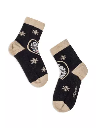 Хлопковые детские носки с люрексом, стразами ©disney frozen 581 черный, , 22, CONTE-KIDS, - 1