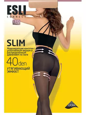 Колготки женские esli slim 40 nero, , 4, ESLI, - 1