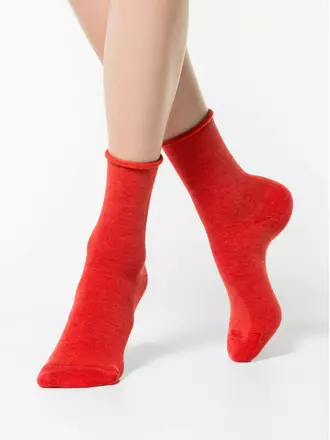 Меланжевые женские носки conte comfort 000 (без резинки) красный, , 36-37 (23), CONTE ELEGANT, - 1