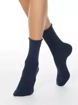 Меланжевые женские носки conte comfort 000 (без резинки) темно-синий, , 38-39 (25), CONTE ELEGANT, - 1