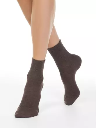 Женские однотонные носки из пряжи с вискозой и кашемиром comfort 000 какао, , 36-37 (23), CONTE ELEGANT, - 1
