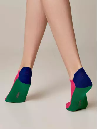 Ультракороткие женские хлопковые носки active с «язычком» 393 фуксия-зелёный, , 38-39 (25), CONTE ELEGANT, - 1