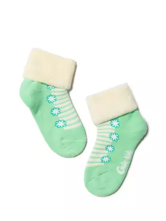 Махровые детские носки sof-tiki (с отворотом) 074 кремовый-св.-зеленый, , 12, CONTE-KIDS, - 1