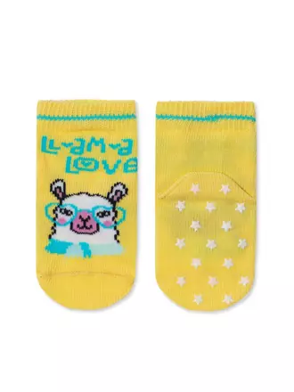 Антискользящие детские носки tip-top с рисунком «лама» 470 св.желтый, , 10, CONTE-KIDS, - 1