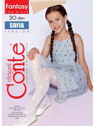 Тонкие эластичные детские колготки с цветочным рисунком sofia bianco, , 104-110, CONTE ELEGANT, - 1