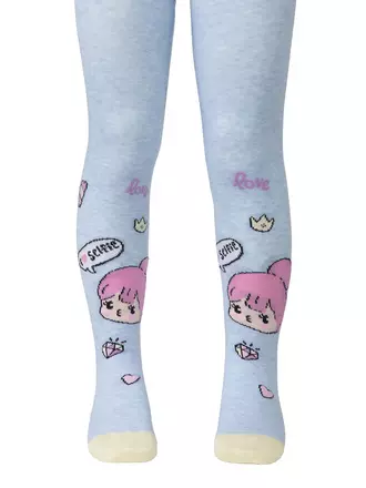 Хлопковые колготки tip-top с рисунком "i love selfie" 514 светло-голубой, , 92-98 (14), CONTE-KIDS, - 1