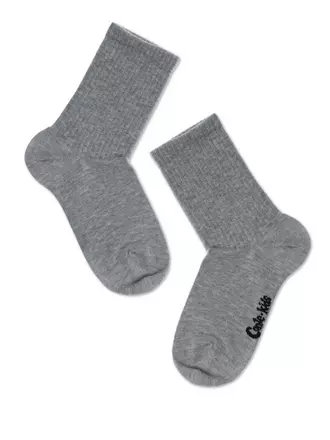 Удлиненные детские носки (однотонные) active 000 серый, , 16, CONTE-KIDS, - 1