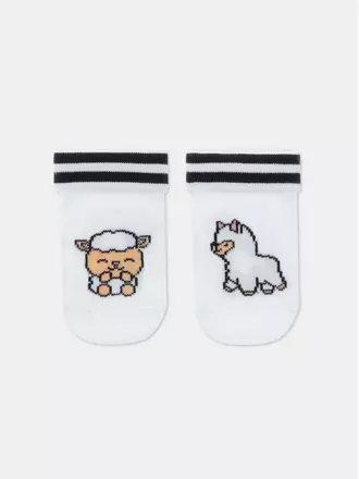 Хлопковые детские носки с рисунками «lama» 906 белый, , 10, CONTE-KIDS, - 1