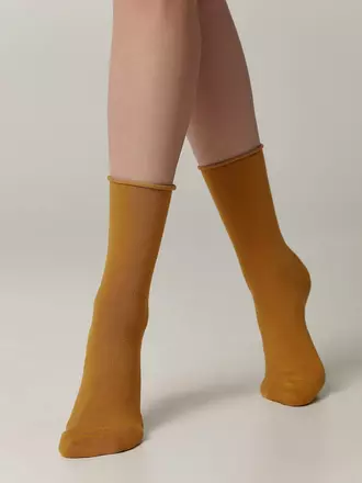 Меланжевые женские носки conte comfort 000 (без резинки) горчичный, , 38-39 (25), CONTE ELEGANT, - 1