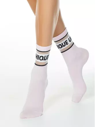Удлиненные женские носки с полосками из прозрачной сетки active 156 светло-розовый, , 36-37 (23), CONTE ELEGANT, - 1