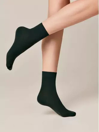 Хлопковые женские носки classic 7с-22сп 000 темно-зеленый, , 38-39 (25), CONTE ELEGANT, - 1