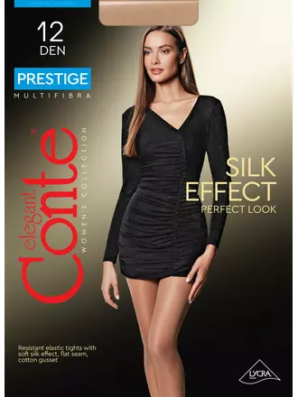 Тонкие эластичные женские колготки prestige 12 den beige, , 2, CONTE ELEGANT, - 1