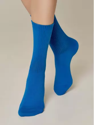 Удлиненные женские хлопковые носки active 000 синий, , 38-39 (25), CONTE ELEGANT, - 1