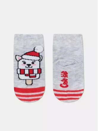 Новогодние детские носки для малышей new year 951 светло-серый, , 9-10, CONTE-KIDS, - 1