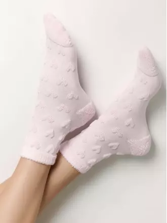 Махровые женские носки из хлопка с объемными рисунками conte comfort 549 светло-розовый, , 36-37 (23), CONTE ELEGANT, - 1