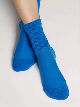 Махровые женские носки из хлопка с объемными рисунками conte comfort 550 синий, , 36-37 (23), CONTE ELEGANT, - 1