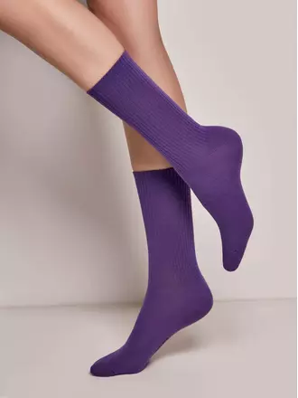 Удлиненные женские хлопковые носки active 000 фиолетовый, , 36-37 (23), CONTE ELEGANT, - 1