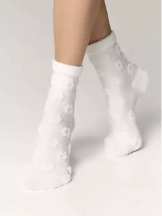 Махровые женские носки из хлопка с объемными рисунками conte comfort 548 молочный, , 38-39 (25), CONTE ELEGANT, - 1