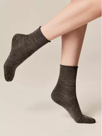 Удлиненные теплые женские носки с шерстью conte comfort 000 темно-серый, , 36-37 (23), CONTE ELEGANT, - 1