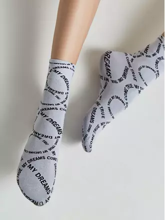 Плотные женские носки с вывязанным рисунком «my dreams» conte fantasy 23с-80сп nero-bianco, , 36-39 (23-25), CONTE ELEGANT, - 1