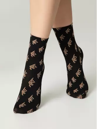 Плотные женские носки с рисунками «art» fantasy nero-natural, , 36-39 (23-25), CONTE ELEGANT, - 1