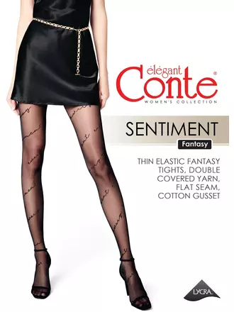 Колготки c диагональными надписями conte sentiment nero, , 4, CONTE ELEGANT, - 1