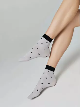 Носки женские с объемными рисунками «hearts» conte fantasy 23с-109сп silver-bianco, , 36-39 (23-25), CONTE ELEGANT, - 1