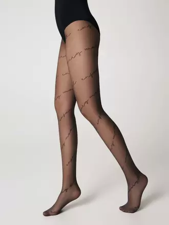 Колготки c диагональными надписями conte sentiment grafit, , 4, CONTE ELEGANT, - 1