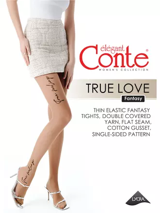Тонкие фантазийные колготки true love 30 ден bronz, , 3, CONTE ELEGANT, - 1