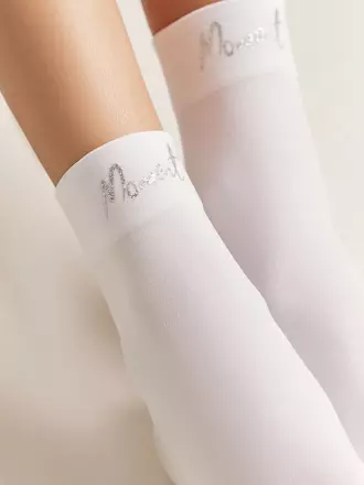 Матовые носки с сияющей термоаппликацией moment fantasy silver-bianco, , 36-38 (23-25), CONTE ELEGANT, - 1
