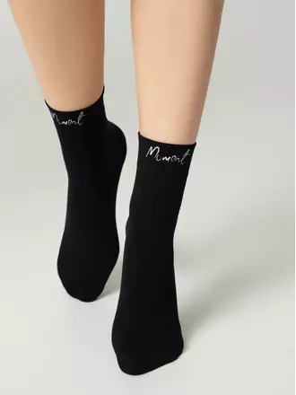 Матовые носки с сияющей термоаппликацией moment fantasy silver-nero, , 36-38 (23-25), CONTE ELEGANT, - 1