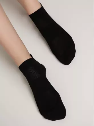 Ультракороткие хлопковые женские носки active с «язычком» 205 черный, , 36-37 (23), CONTE ELEGANT, - 1