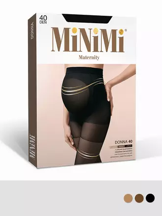Полупрозрачные колготки для беременных minimi donna 40 den nero, , 3, MINIMI, - 1