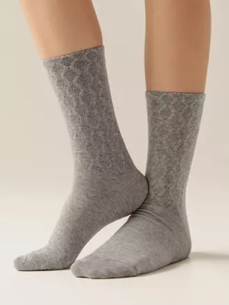 Хлопковые удлиненные носки active 620 серый, , 36-38 (23-25), CONTE ELEGANT, - 1