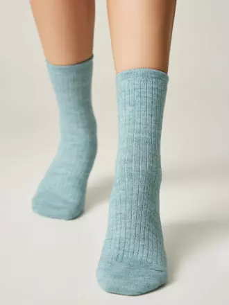 Теплые удлиненные носки esli 625 серо-бирюзовый, , 36-39 (23-25), ESLI, - 1