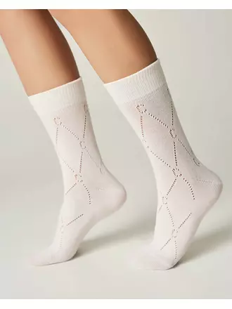 Хлопковые удлиненные носки conte active 623 молочный, , 36-38 (23-25), CONTE ELEGANT, - 1
