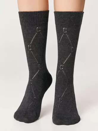 Женские ажурные носки (удлиненные) active 623 темно-серый, , 36-38 (23-25), CONTE ELEGANT, - 1