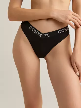 Трусы женские «бразилиана» из бамбука comfy line lbr 2991 black-silver, , 106/XL, CONTE ELEGANT, - 1