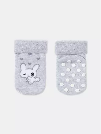 Махровые носки с антискользящей стопой sof-tiki 772 светло-серый, , 14, CONTE-KIDS, - 1