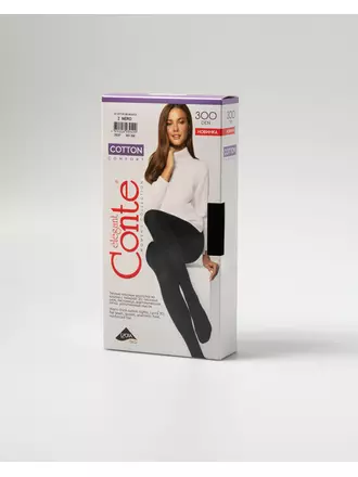 Колготки женские conte cotton 300 nero, , 4, CONTE ELEGANT, - 1