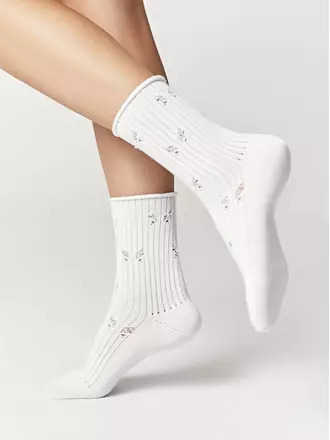 Носки женские (ажурные, без резинки) classic 628 белый, , 39-41 (25-27), CONTE ELEGANT, - 1