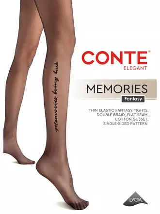 Колготки с имитацией тату-рисунка memories nero, , 3, CONTE ELEGANT, - 1