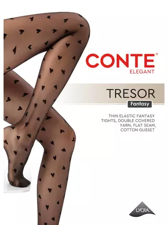Колготки с рисунком «сердечки» tresor nero, , 4, CONTE ELEGANT, - 1