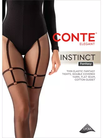 Колготки с имитацией чулок с подвязками instinct nero, , 3, CONTE ELEGANT, - 1