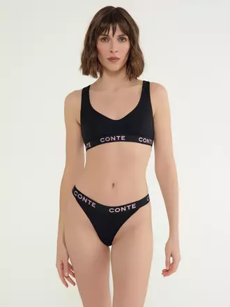 Трусы женские «танга» конте comfy line lta 2992 black-pink, , 90/XS, CONTE ELEGANT, - 1