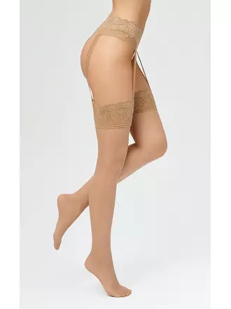 Колготки с ажурным кружевным поясом adriana 20 caramello, , 3, MINIMI, - 1