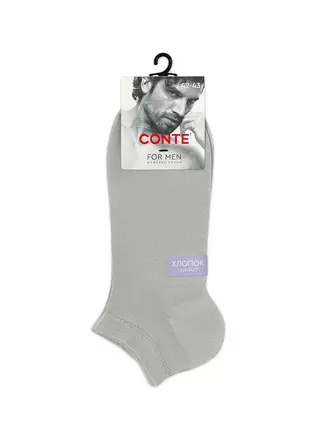 Тонкие короткие мужские носки cool 24/7 000 серый, , 40-41 (25), CONTE ELEGANT, - 1