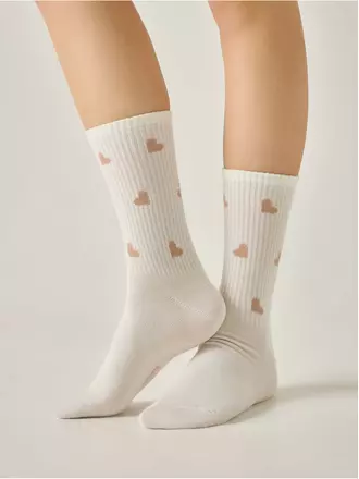Хлопковые удлиненные носки conte active 708 молочный, , 36-38 (23-25), CONTE ELEGANT, - 1